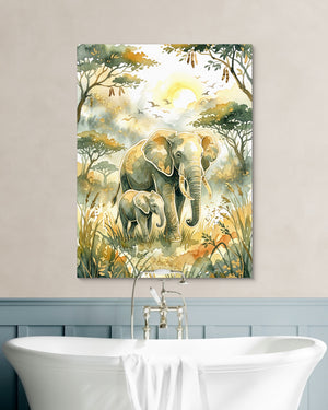 Elephants Golden Sunrise โ elephants golden sunrise psd white wall green bath 1port flush print
