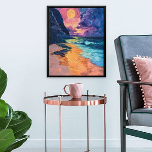Eloquent Sunset - Modern Wall Art in Black Frame