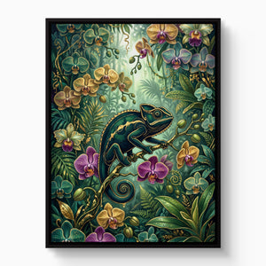 Emerald Chameleon Jungle โ emerald chameleon jungle white studio framed black