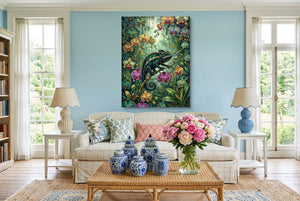 Emerald Chameleon Jungle โ emerald chameleon jungle living room interior 3 1port flush print