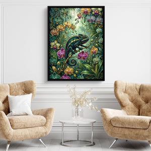 Emerald Chameleon Jungle โ emerald chameleon jungle sq brown chairs 1port framed black