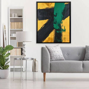 Emerald Colliding - Black and Gold Wall Art for Home Office