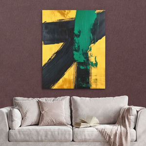 Emerald Colliding - Large Abstract Canvas Print