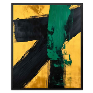 Emerald Colliding - Green and Gold Art for Hallway