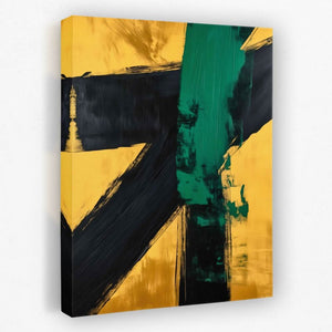 Emerald Colliding - Green and Gold Canvas Wall Art