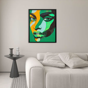 Emerald Muse - Figurative Green Canvas Wall Art
