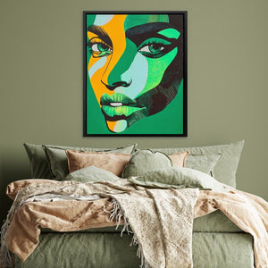 Emerald Muse - Figurative Wall Art in Black Frame