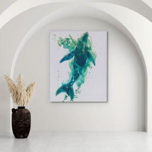 Emerald Whale - Large Abstract Canvas Print