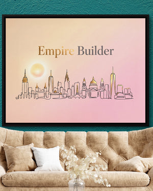 Empire Builder โ empire builder psd teal wall tan couch 1land framed black