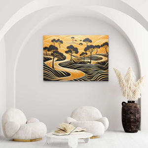 Endless Gold - Wall Art in Black Frame