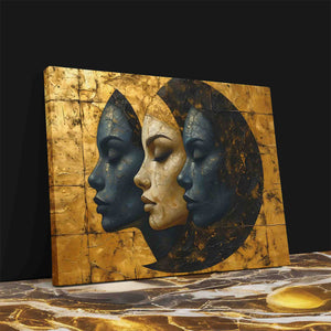 Enigmatic Triplets - Black and Gold Wall Art