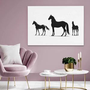 Equestrian Silhouettes - Minimalist Wall Art in Black Frame