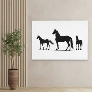 Equestrian Silhouettes - Black and White Canvas Print
