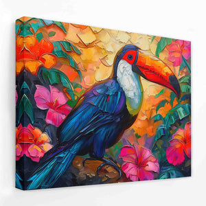 a painting of a toucan bird sitting on a branch