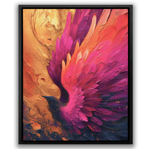 a painting of a colorful bird on a white background
