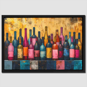 a painting of a bunch of wine bottles