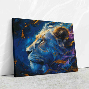 a painting of a lion on a wall