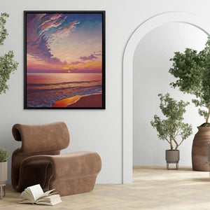 Fabulous Sunset - Modern Wall Art in Black Frame