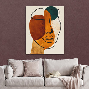 Face Ochre Composition — Face Ochre Composition Reading Couch Burgundy Walls copy 291