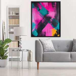 Faded Cross - Abstract Wall Art in Black Frame