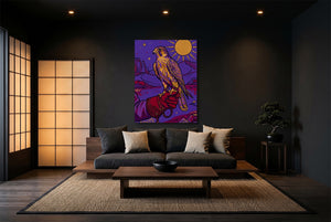 Falcon Over Crimson Dunes โ falcon over crimson dunes modern minimalist living room 2 1port flush print