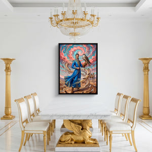 Falconer in Desert Wind โ falconer in desert wind sq roman white room 1port framed black