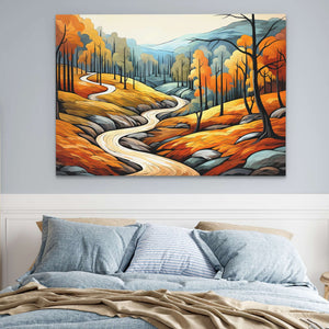 Fall Stream - Earth Tones Forest Canvas Print