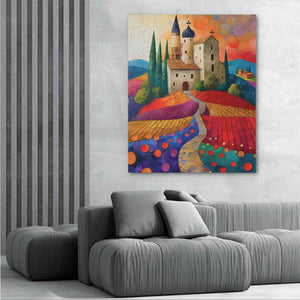 Farm Church - Abstract Wall Art in Black Frame