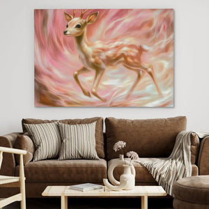 Fawn’s Shadow - Surrealism Pink Canvas Wall Art