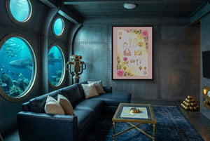 Fem Lux 10 of Diamonds Card โ fem lux 10 of diamonds card underwater themed living room 1port framed black