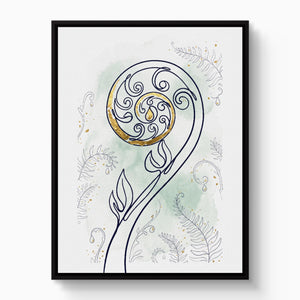 Fiddlehead Golden Spiral โ fiddlehead golden spiral white studio framed black