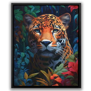 Fierce Jungle Cat - Big Cat Wall Art in Black Frame
