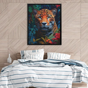 Fierce Jungle Cat - Watercolor Orange Canvas Wall Art