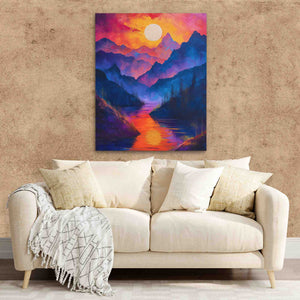 Fiery Sunset - Nature Wall Art in Black Frame