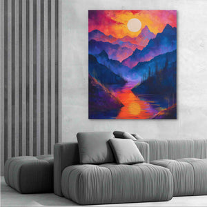 Fiery Sunset - Large Maximalist Canvas Print