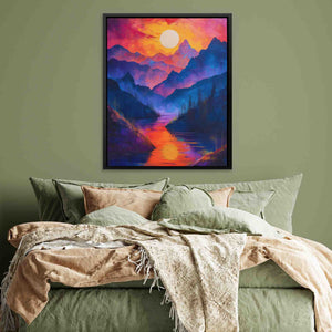 Fiery Sunset - Mountain Art