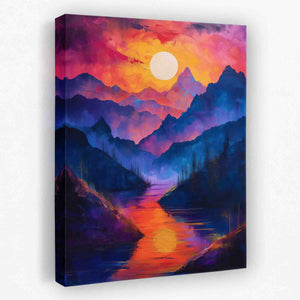 Fiery Sunset - Mountain Canvas Wall Art