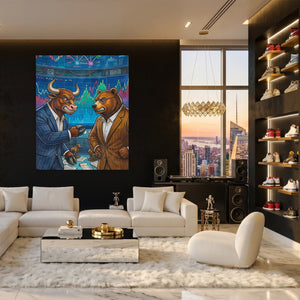 Fighting on the Stock Floor canvas wall art, room view