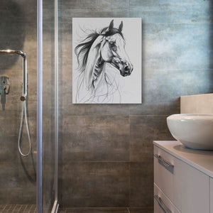 Figurative Horse - Black and White Wall Art in Black Frame