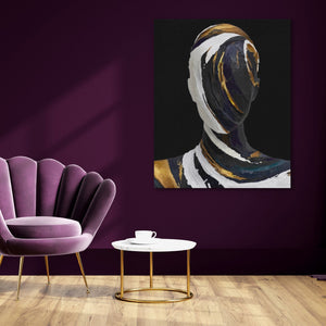 Figurative Torso Black Gold canvas wall art, room view