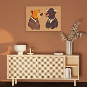 Financial Frenemies - Modern Wall Art in Black Frame