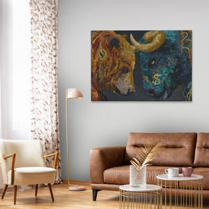 Financial Titans Clash - Luxury Wall Art