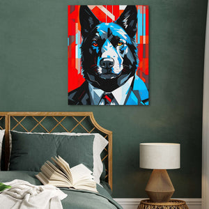Financial Wolf - Pop Art Blue Canvas Wall Art