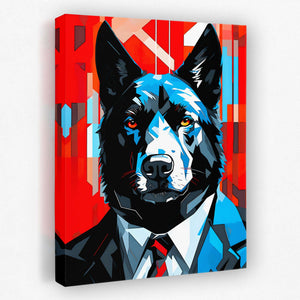 Financial Wolf - Pop Art Wall Art in Black Frame