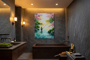 Fisherman Blossom River โ fisherman blossom river luxury bathroom interior 1port flush print