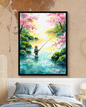 Fisherman Blossom River โ fisherman blossom river psd mocha bedroom 1port framed black