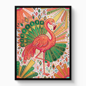 Flamingo Emerald Fan โ flamingo emerald fan white studio framed black