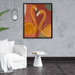 Flamingo Hearts Entwined - Luxury Wall Art
