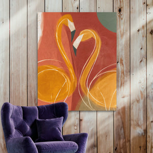 Flamingo Hearts Entwined - Luxury Wall Art