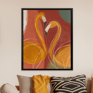 Flamingo Hearts Entwined - Luxury Wall Art